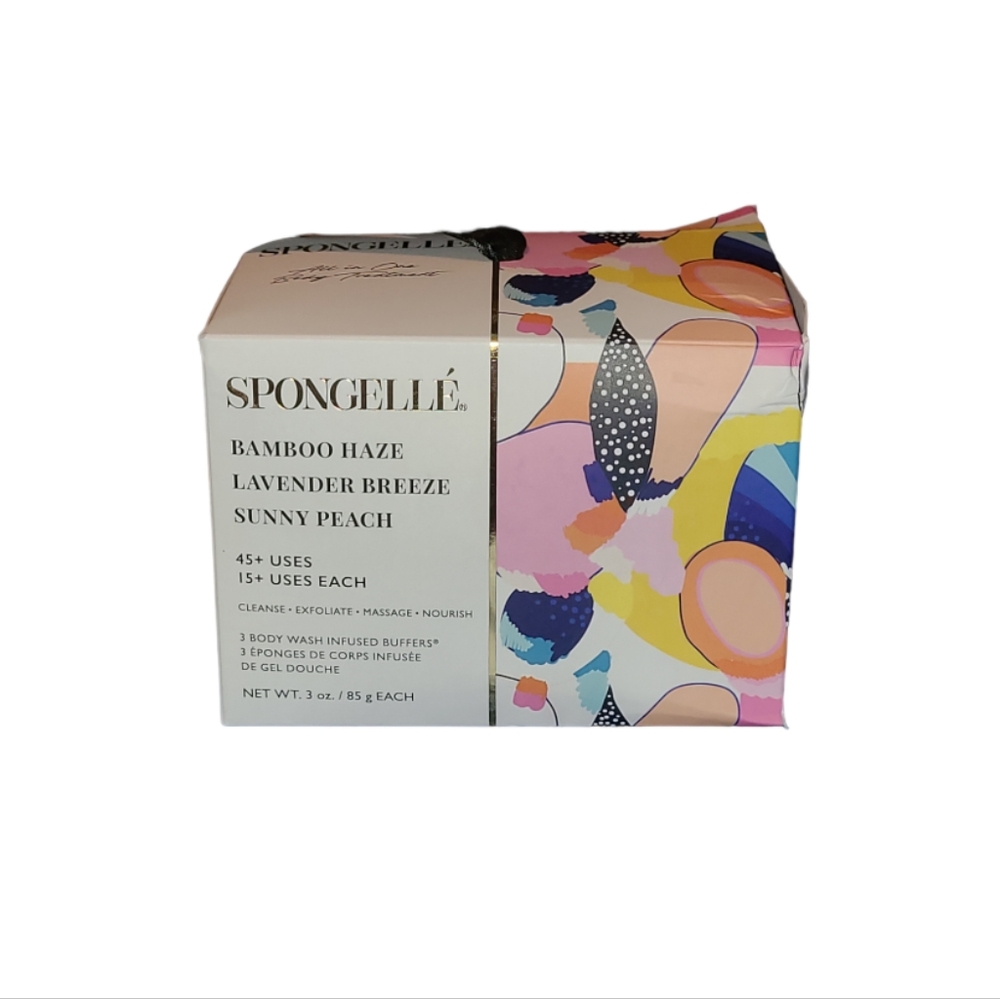 2/$65! Spongelle Bamboo Haze Lavender Breeze Sunny Peach Trio Buffers Set